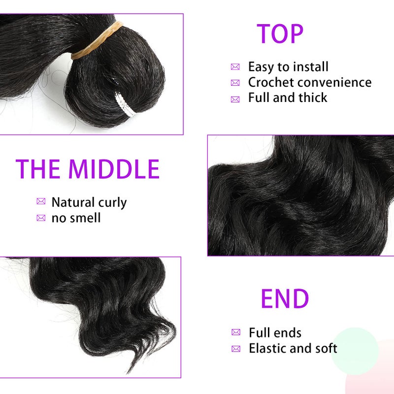AMELI Ocean Wave Crochet Hair 20inch Deep Wave Crochet Hair Synthetic Crochet Braiding Hair for Black Women Extensions 6 Packs (20 Inch (Pack of 6), 1B) - Image 3